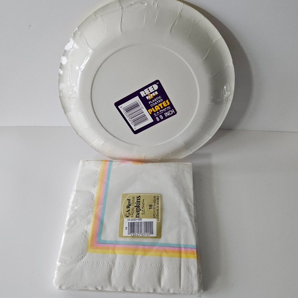 Vtg C A Reed Happy Birthday Plates and Napkins - NEW‎ SEALED - 9in - Picture 4 of 6